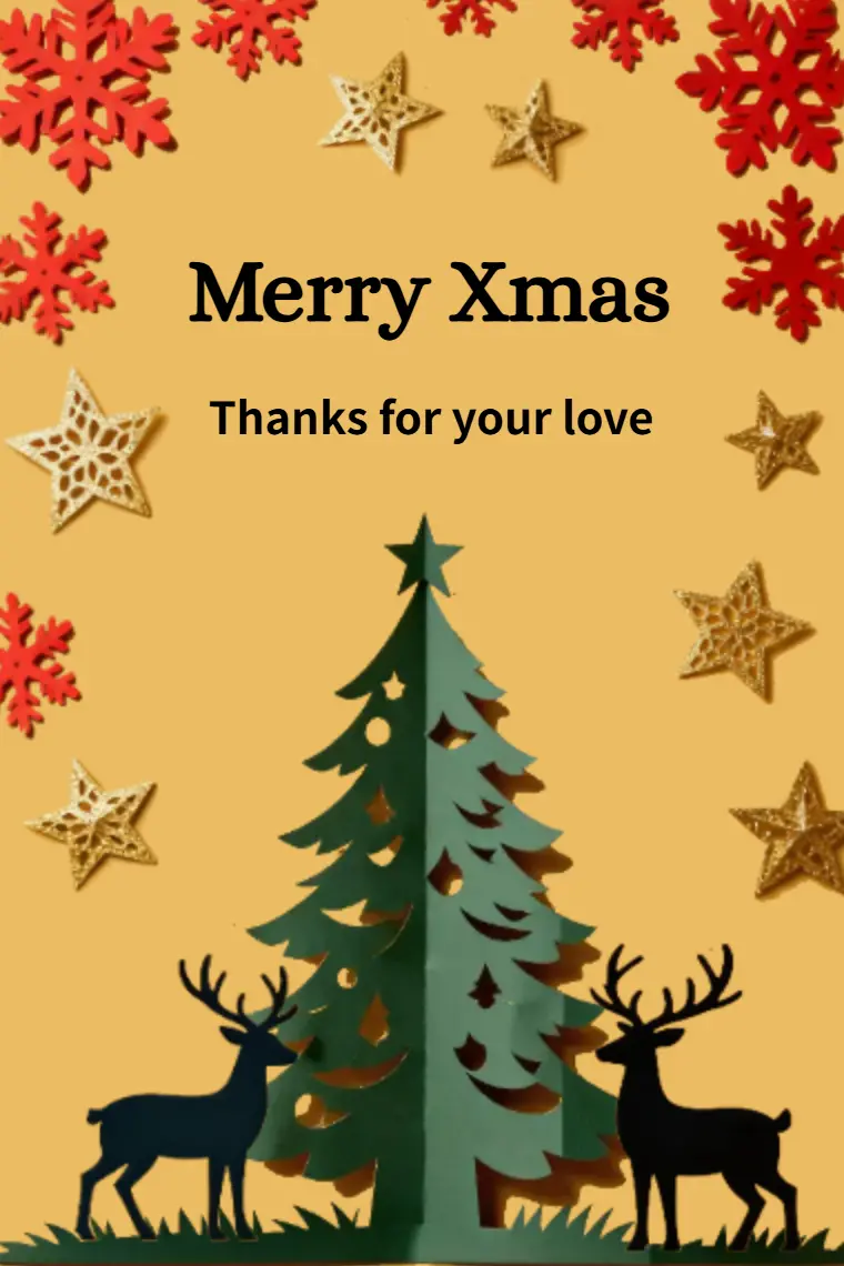 Paper-cutting Reindeer and Tree Christmas Card - animated card template cover