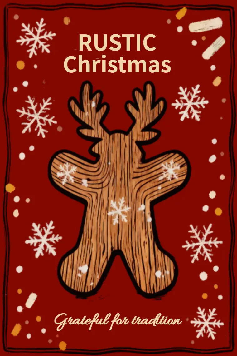 Rustic Traditions Wooden Reindeer Christmas Card - animated card template cover