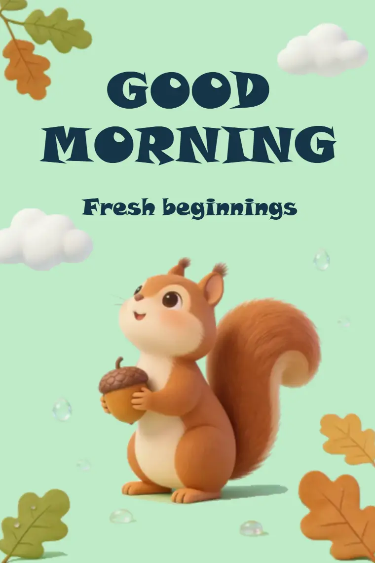 Squirrel's Morning Delight Good Morning Card - animated card template cover