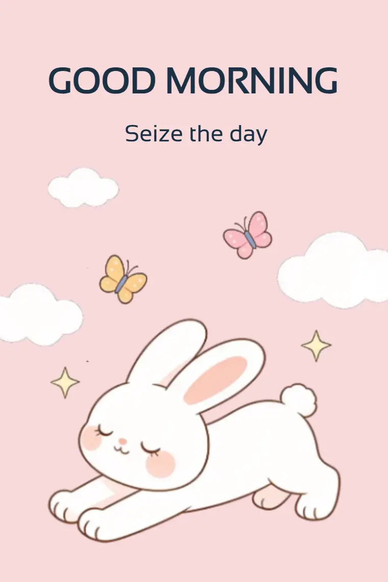 Bunny's Day Jumpstart Good Morning Card - animated card template cover