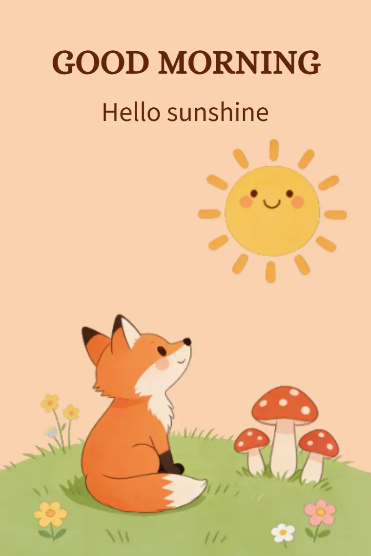 Sunshine Fox Greetings Good Morning Card - animated card template cover