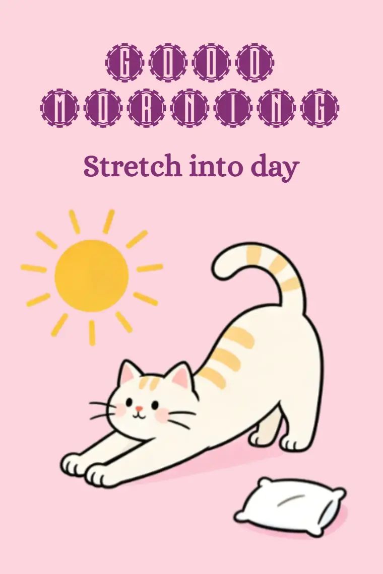 Lazy Cat Sunrise Good Morning Card - animated card template cover