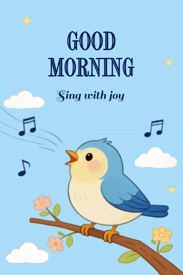 Joyful Dawn Chirps Good Morning Card - animated card template cover
