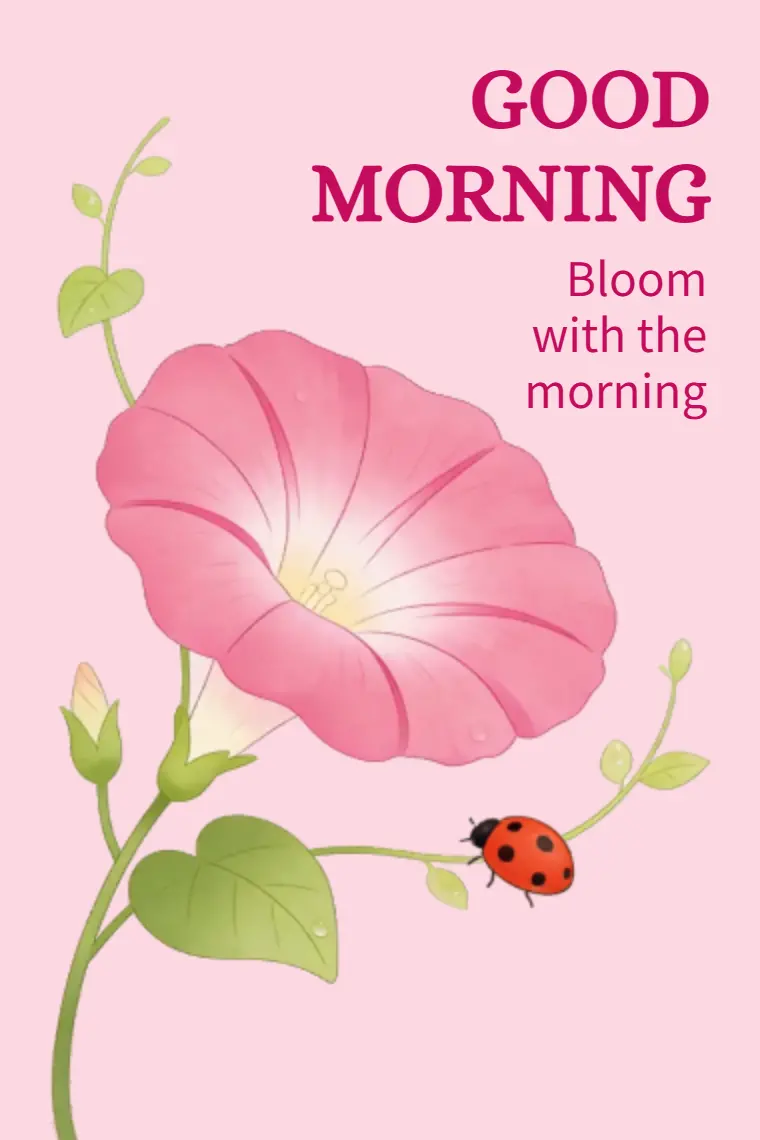 Pink Morning Glory Good Morning Card - animated card template cover