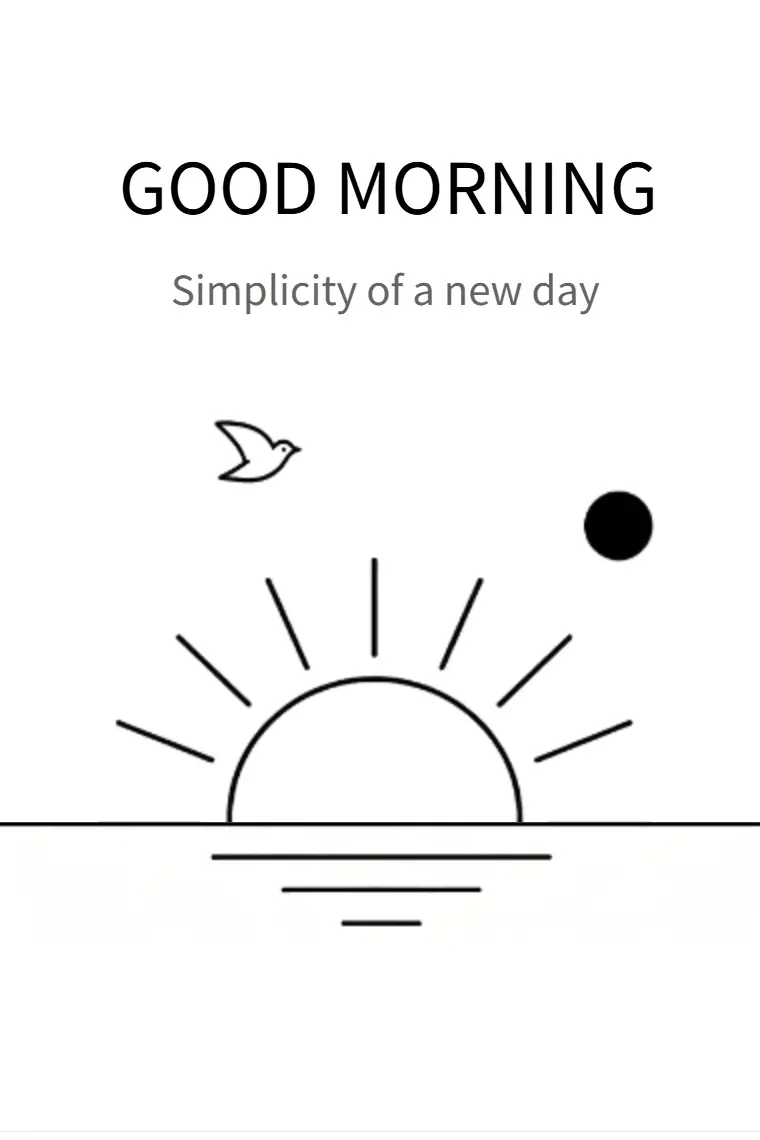 Minimalist Sunrise in Lines Good Morning Card - animated card template cover