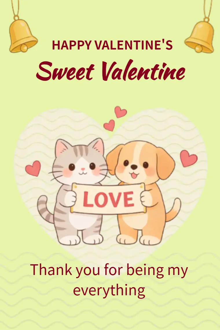 Sweet Cat & Dog Love Duo Card - animated card template cover