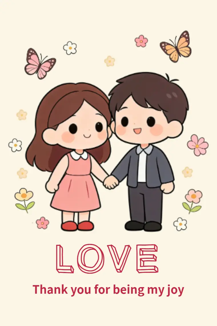 Floral & Butterfly Romance Couple Love Card - animated card template cover