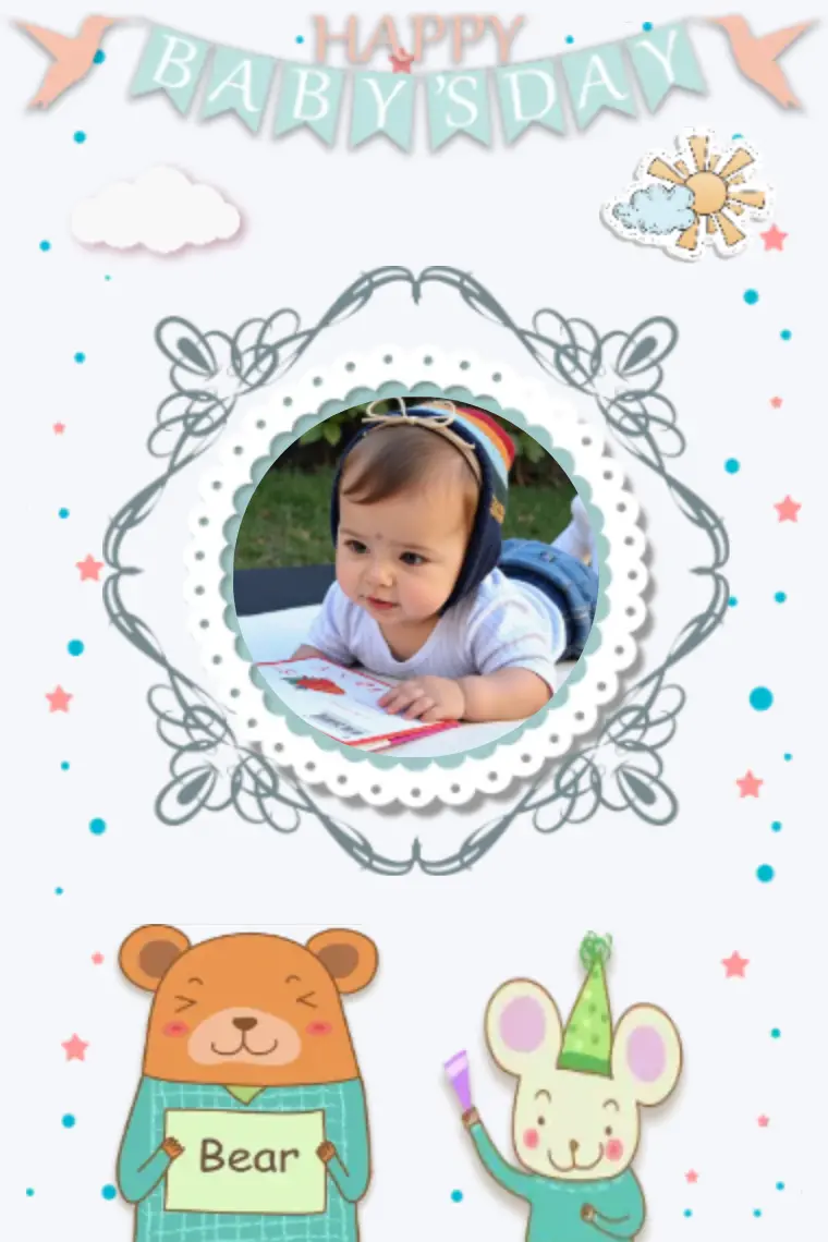 Baby's Birthday Photo Album Card - animated card template