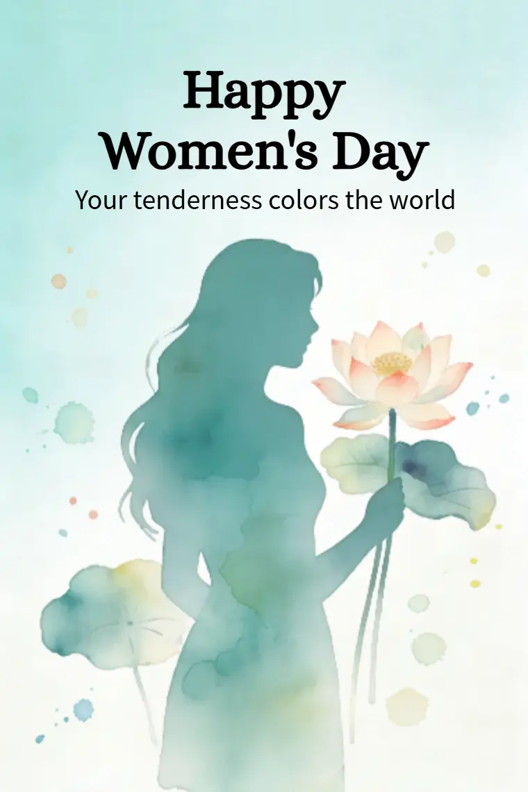 Watercolor Lotus Women's Day Card - animated card template cover
