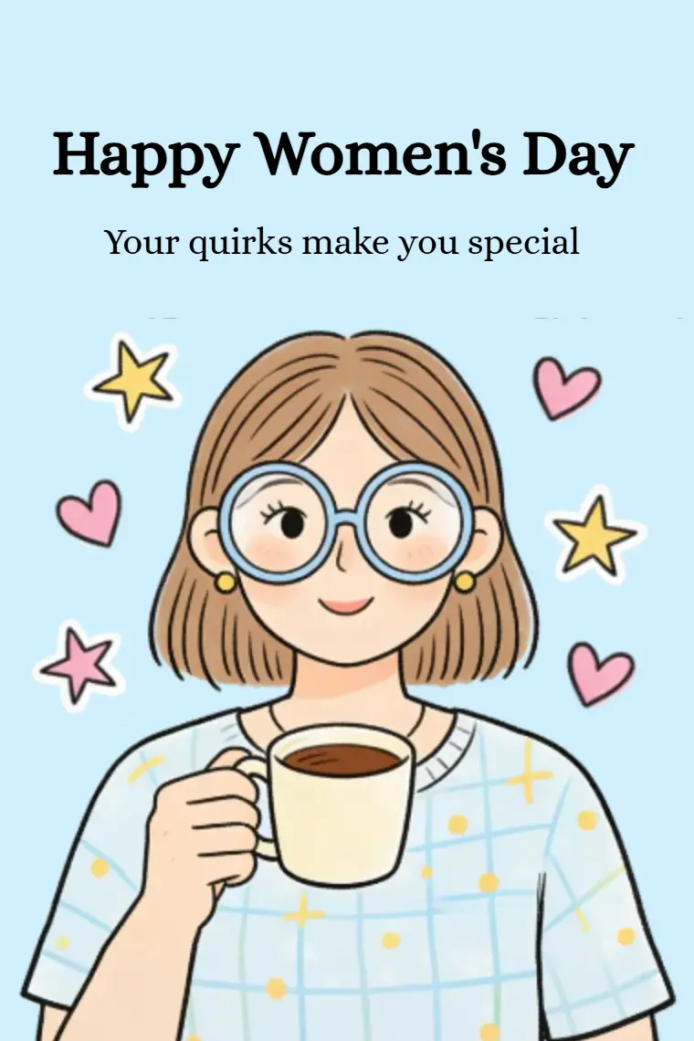 Coffee Girl Doodle Women's Day Card - animated card template cover