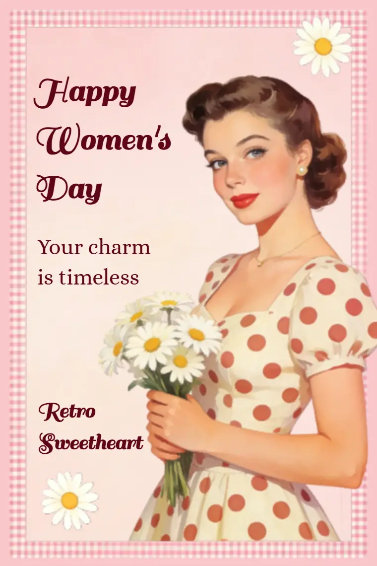 Pink Polka Dot Princess Women's Day Card - animated card template cover