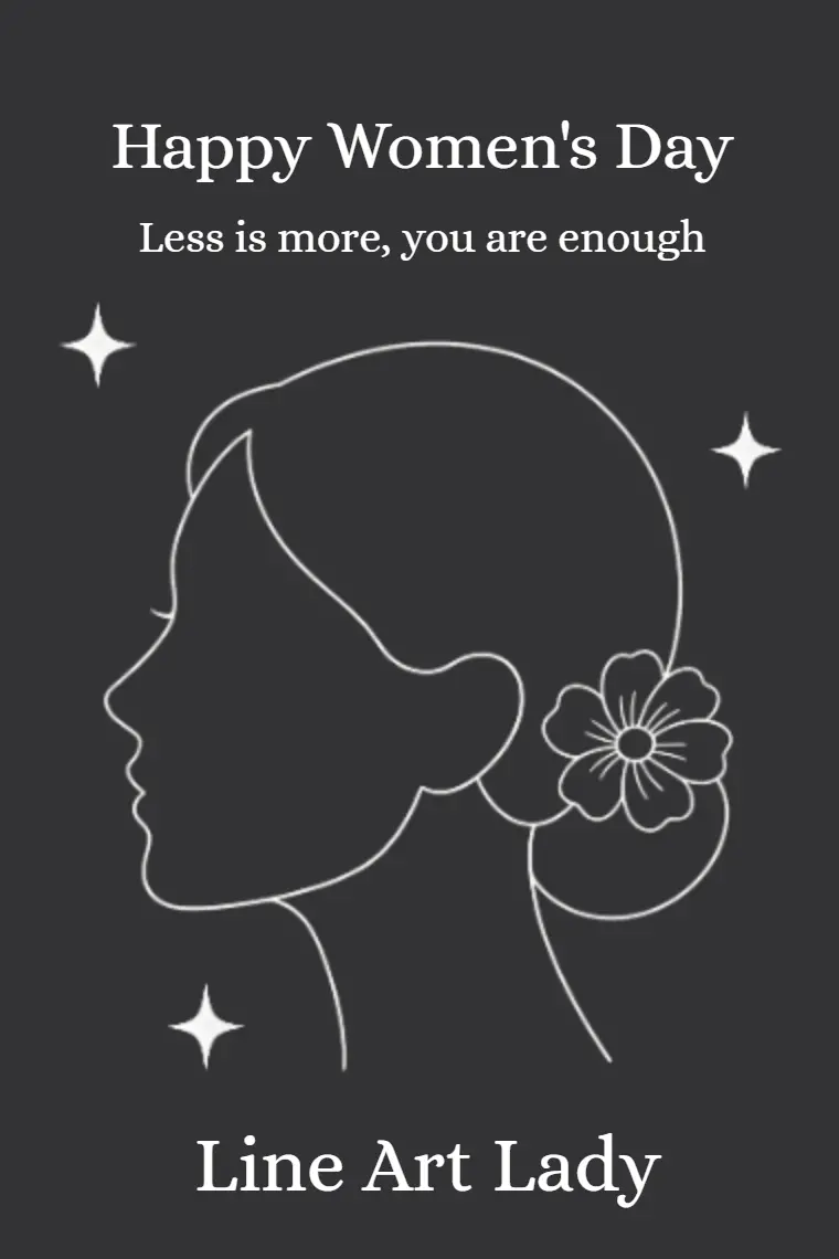 Line Drawing Elegance Lady Women's Day Card - animated card template cover