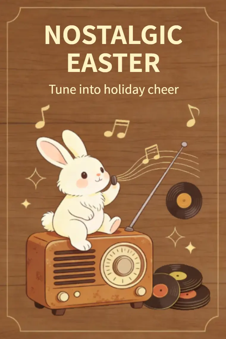 Vintage Bunny's Easter Radio Melody Card - animated card template cover
