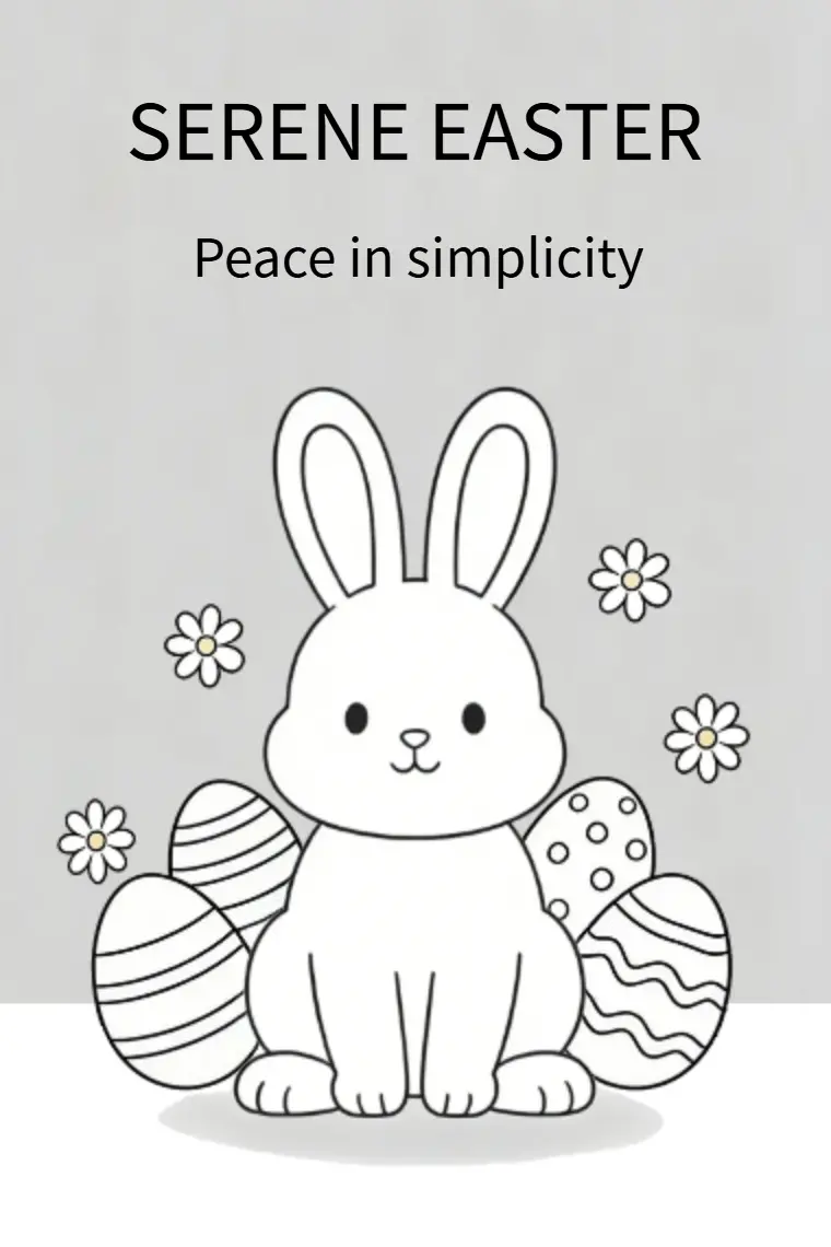 Minimal Line Art Serene Bunny Easter Card - animated card template cover