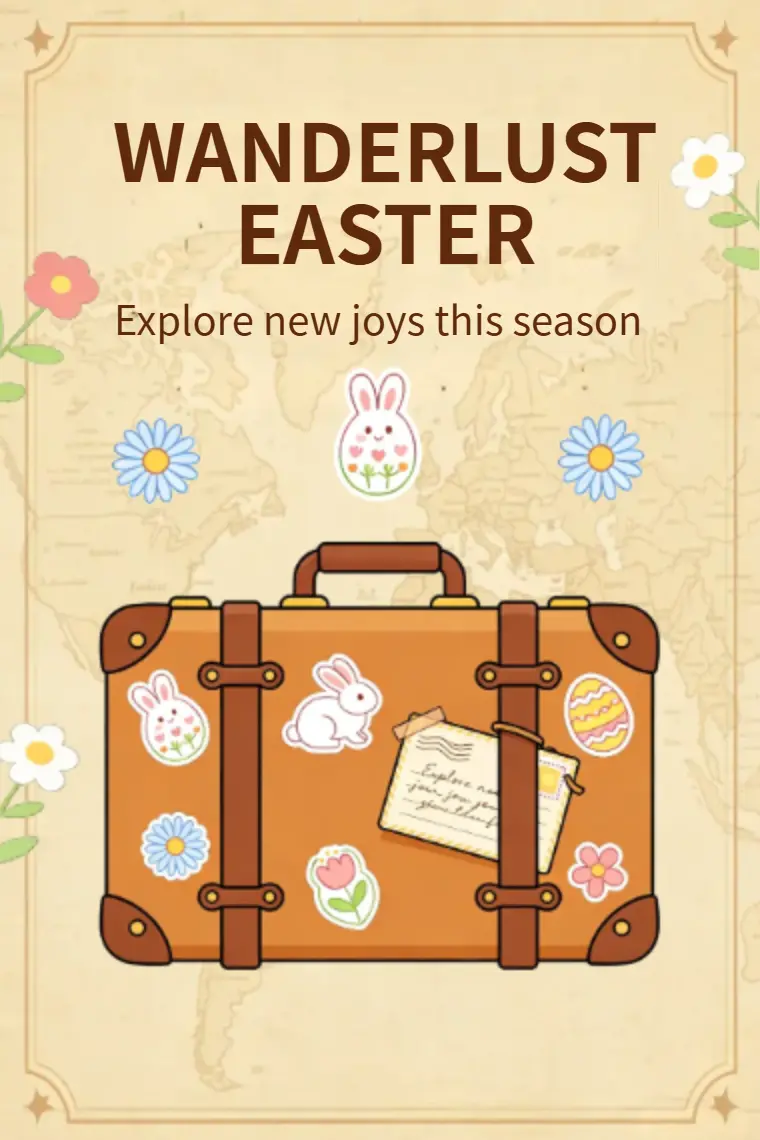 Vintage Suitcase & Travel Stickers Easter Card - animated card template cover