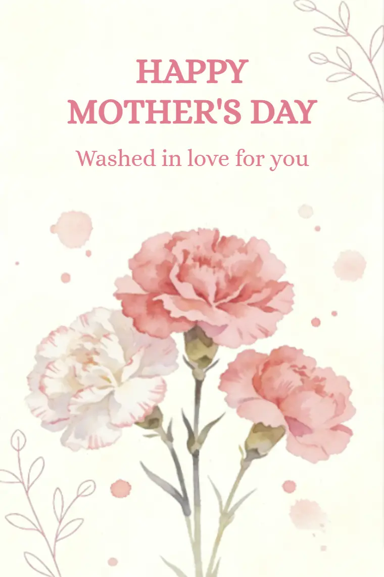 Watercolor Carnation Bouquet Mother's Day Card - animated card template cover