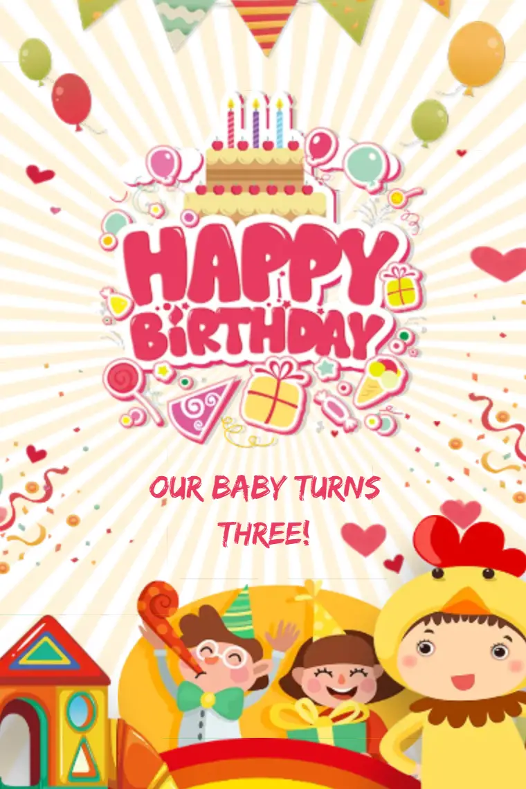 Cartoon Baby Birthday Party Invitation Card - animated card template