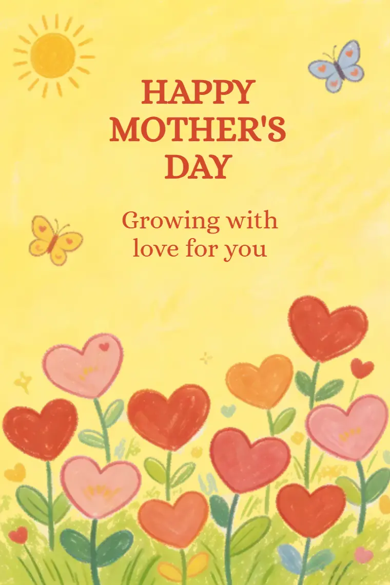 Heart-Shaped Flowers in the Sun Mother's Day Card - animated card template cover