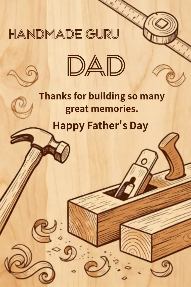 Wood Grain Woodworking Tools Father's Day Card - animated card template cover