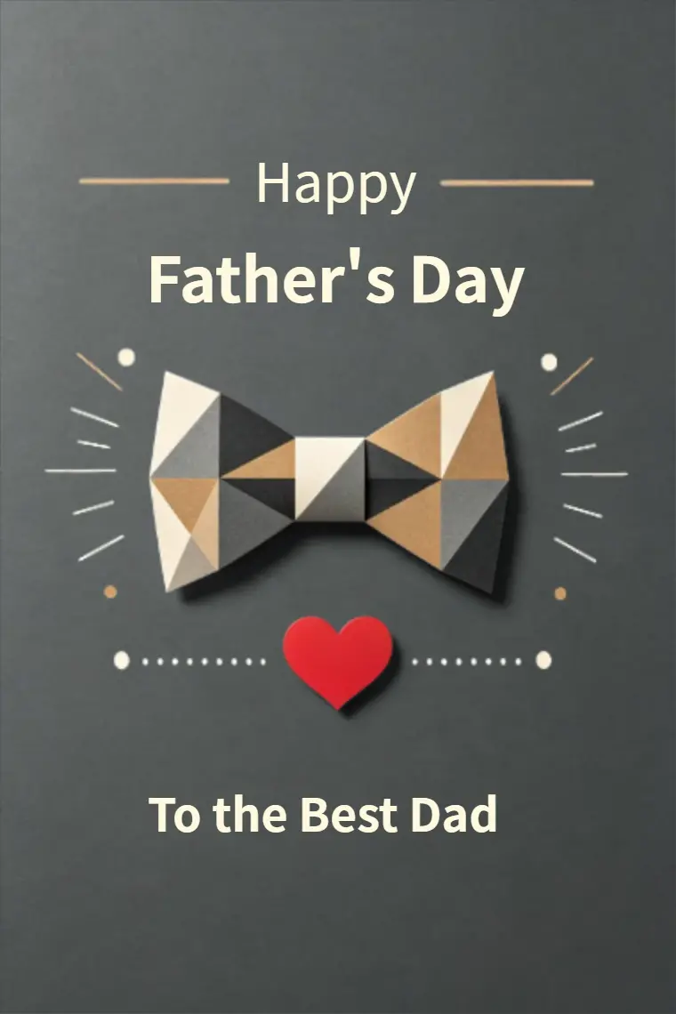 Paper Craft Geometric Bow Tie Father's Day Card - animated card template cover