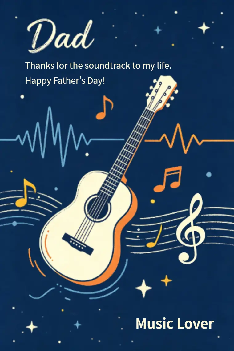 Night Sky Guitar Music Lover Father's Day Card - animated card template cover