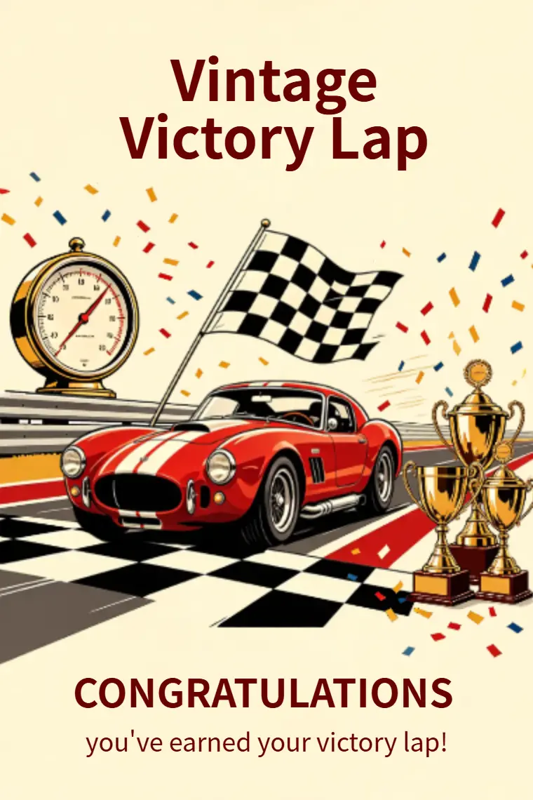 Retro Racing Trophy Victory Congratulations Card - animated card template cover