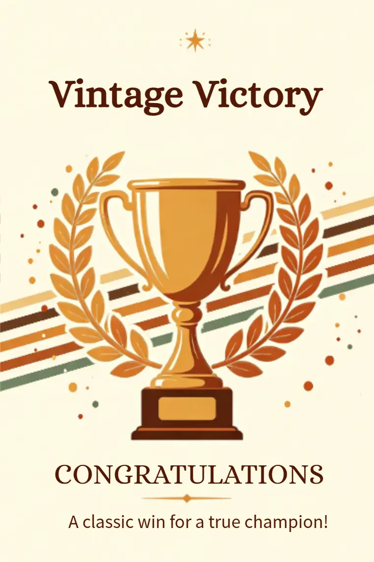 Retro Gold Trophy Laurel Wreath Victory Card - animated card template cover