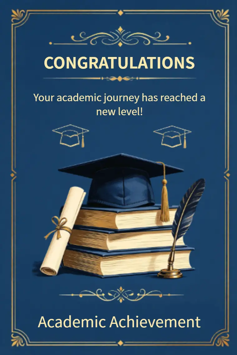 Classic Academic Grad Cap Scroll Quill Pen Milestone Greeting Card - animated card template cover