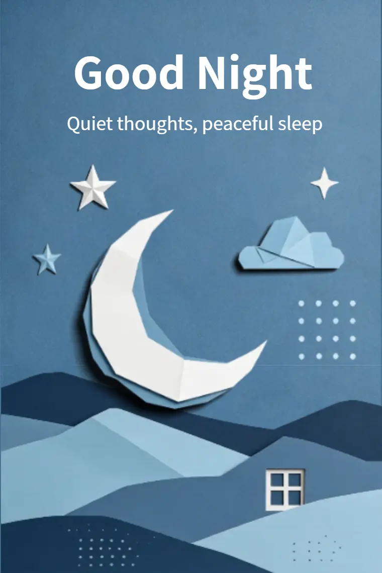 Blue Papercraft Mountain Crescent Good Night Card - animated card template cover