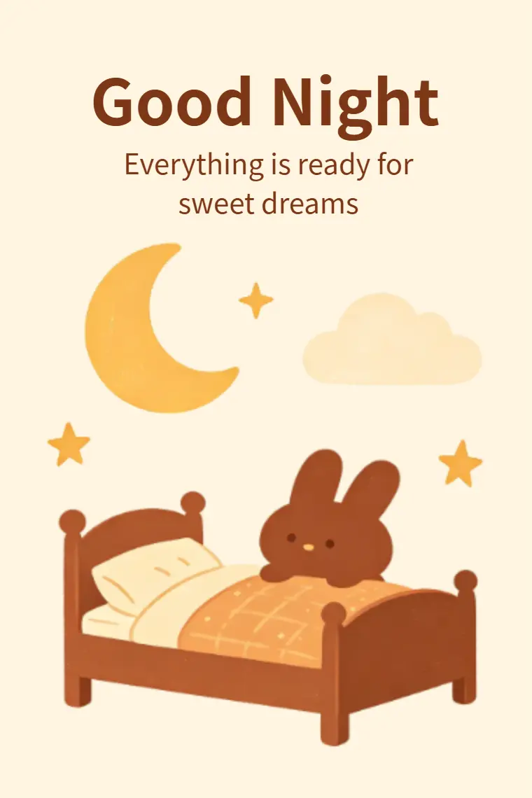 Cozy Bunny Bed Dreams Good Night Card - animated card template cover