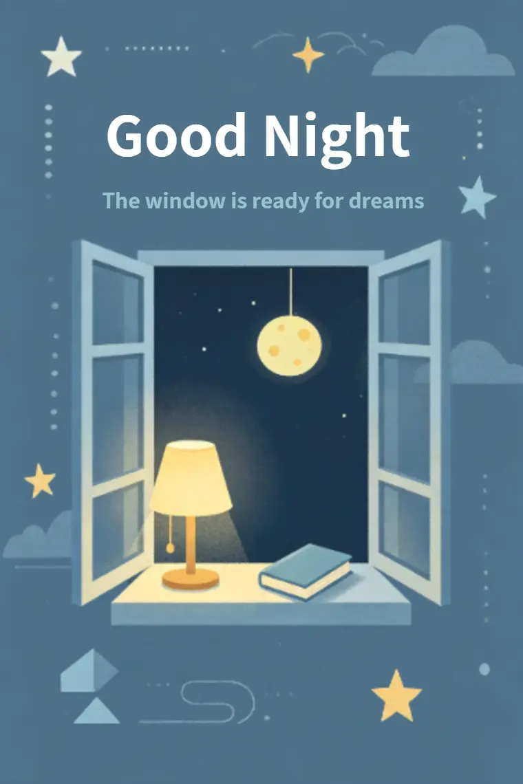Midnight Window Nook Good Night Card - animated card template cover