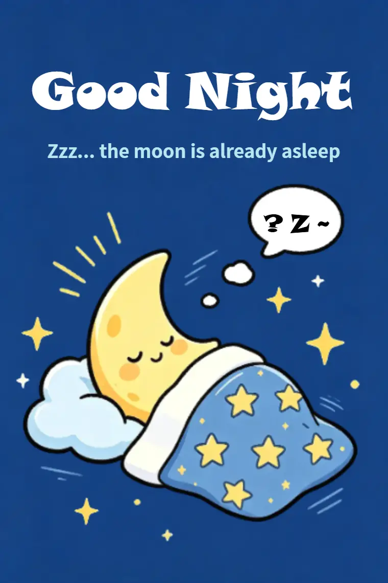 Moon's Bedtime Slumber On Cloud Good Night Card - animated card template cover