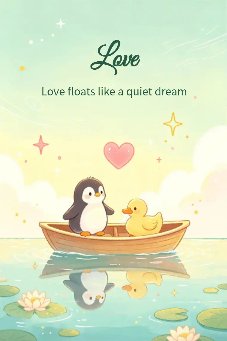 Lily Lake Penguin & Duck Boat Love Card - animated card template cover