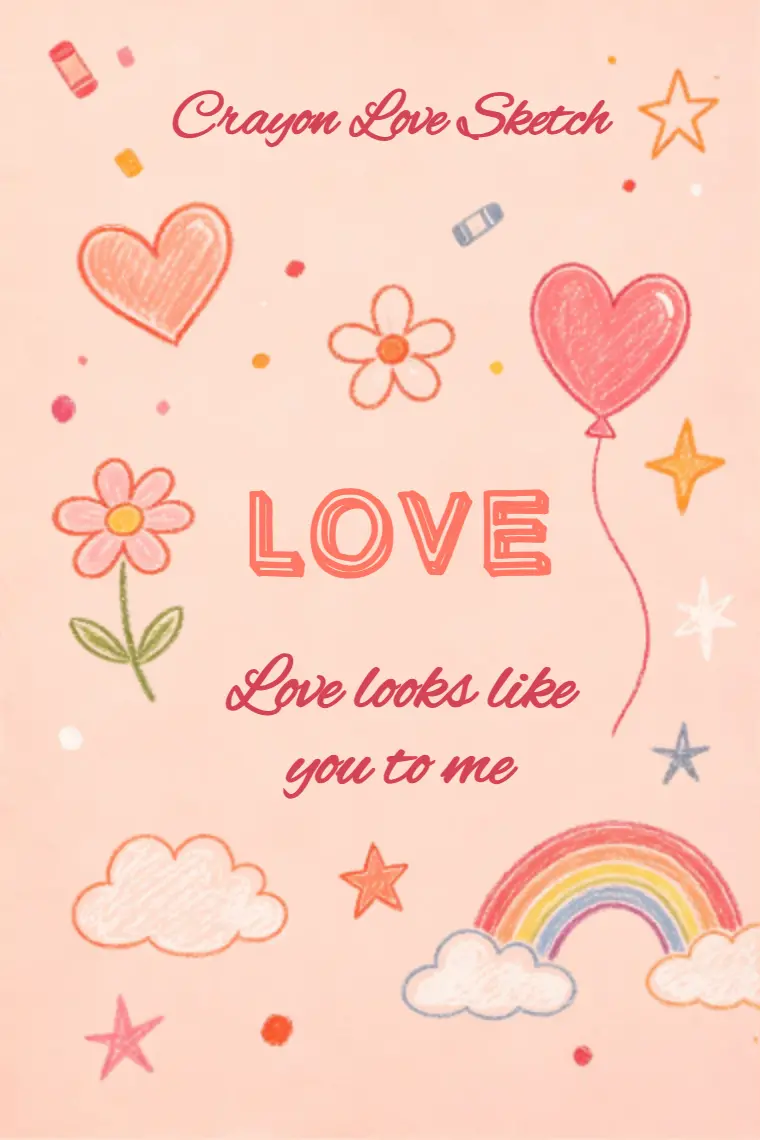 Crayon Doodle Rainbow Heart Love Card - animated card template cover