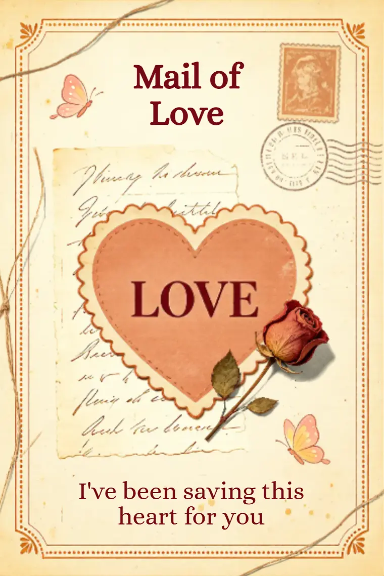 Vintage Dried‑Rose Heart Postcard Love Card - animated card template cover