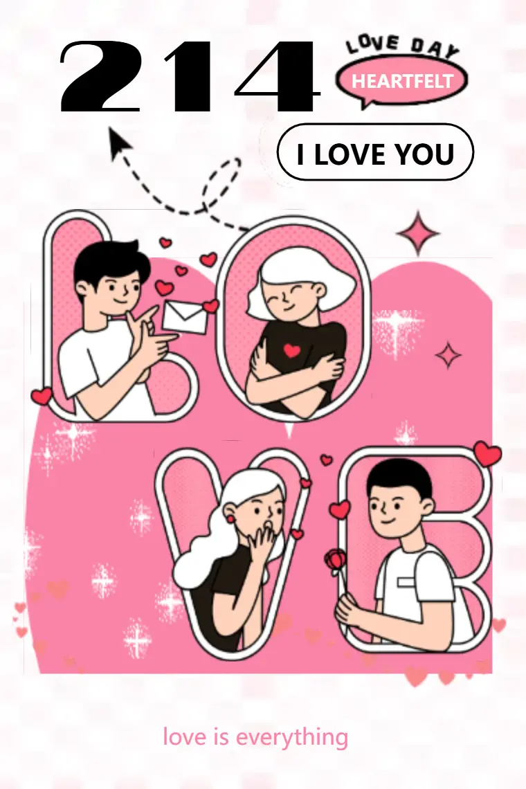 214 Pink Heart Love Confession Card - animated card template