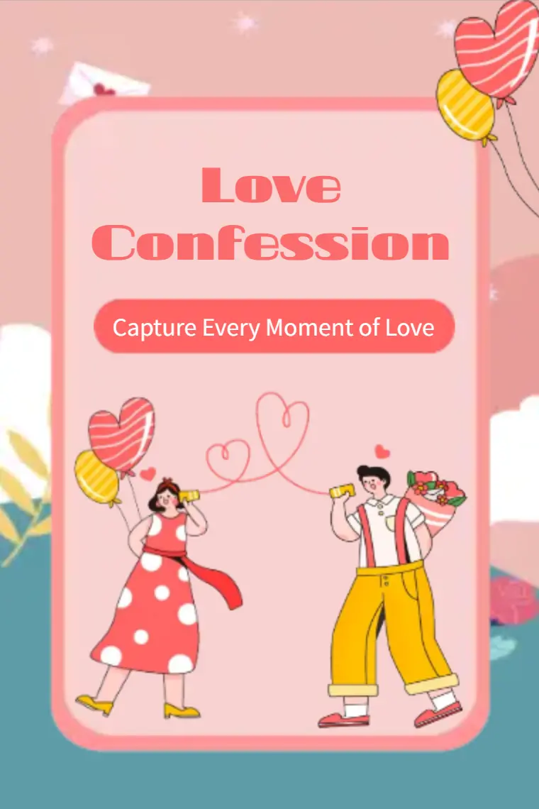 Cartoon Love Confession Card - animated card template