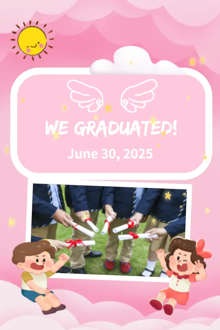 Pink Kindergarten Graduation Friendship Card - animated card template cover