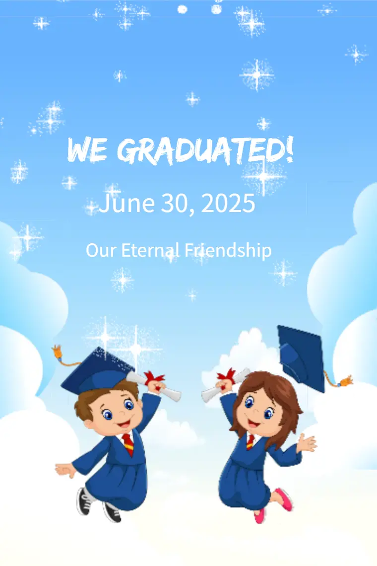 Cartoon Blue Graduation Friendship Card - animated card template cover