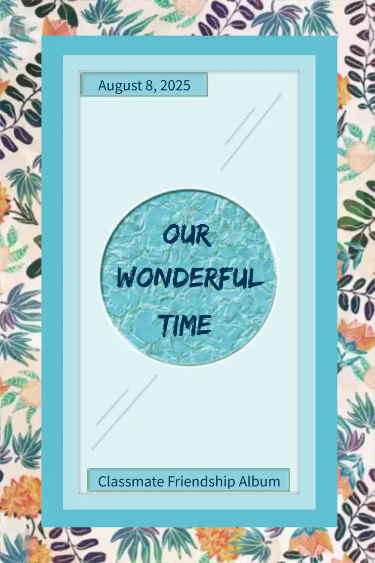  Sky-Blue Flower Cluster Classmate Friendship Card - animated card template cover
