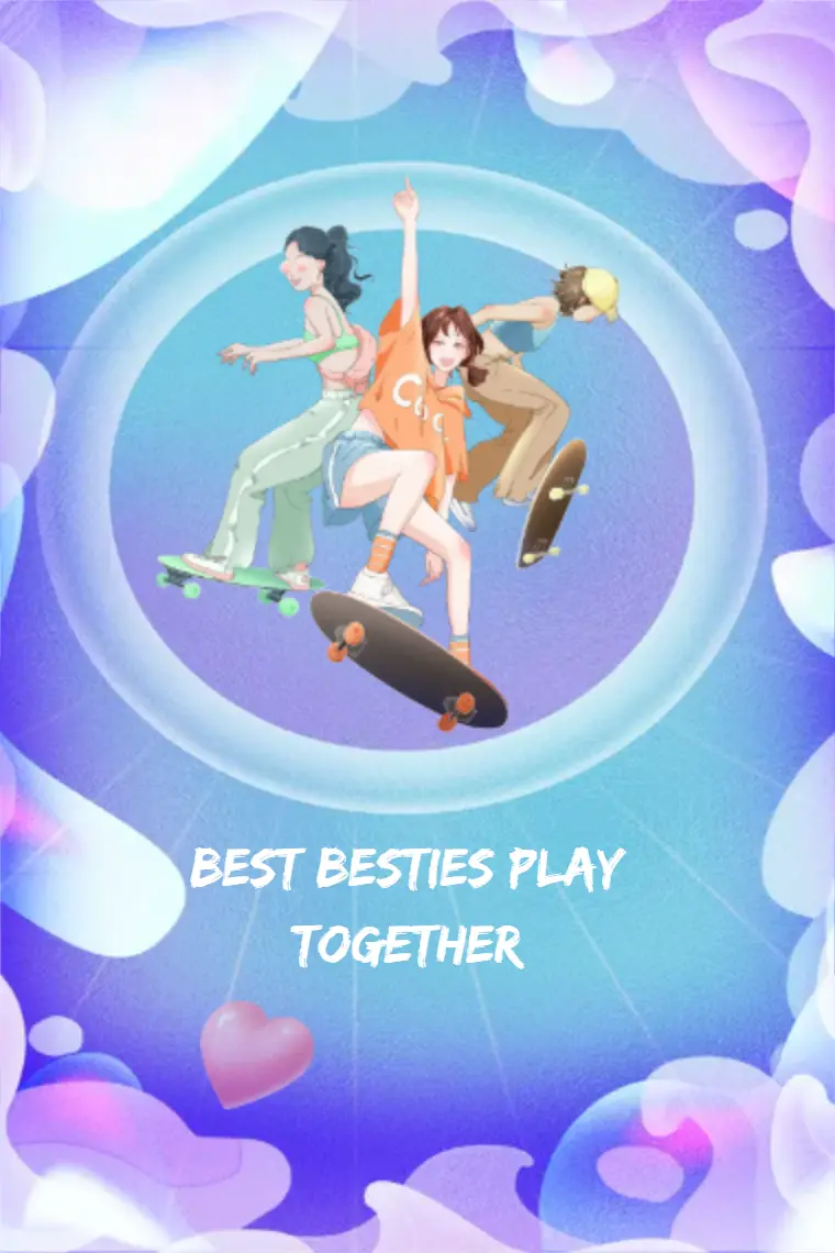 Cartoon Skateboard Bestie Friendship Card - animated card template cover