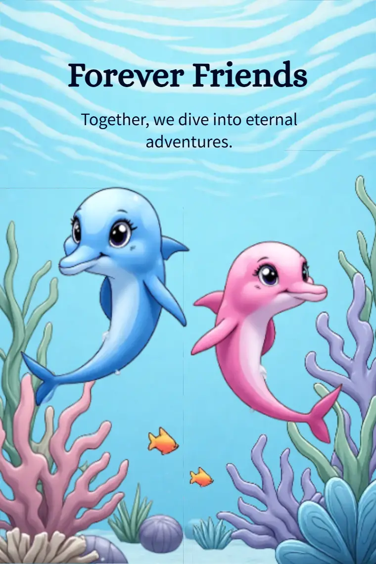 Cute Dolphin Friendship Card - animated card template cover