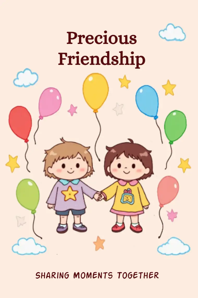 Cartoon Friendship Card for Cherished Moments - animated card template cover