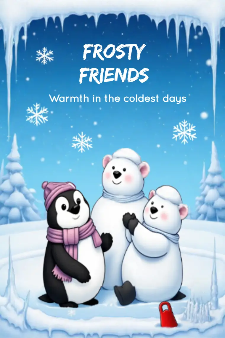 Ice Blue Winter Friendship Card - animated card template cover