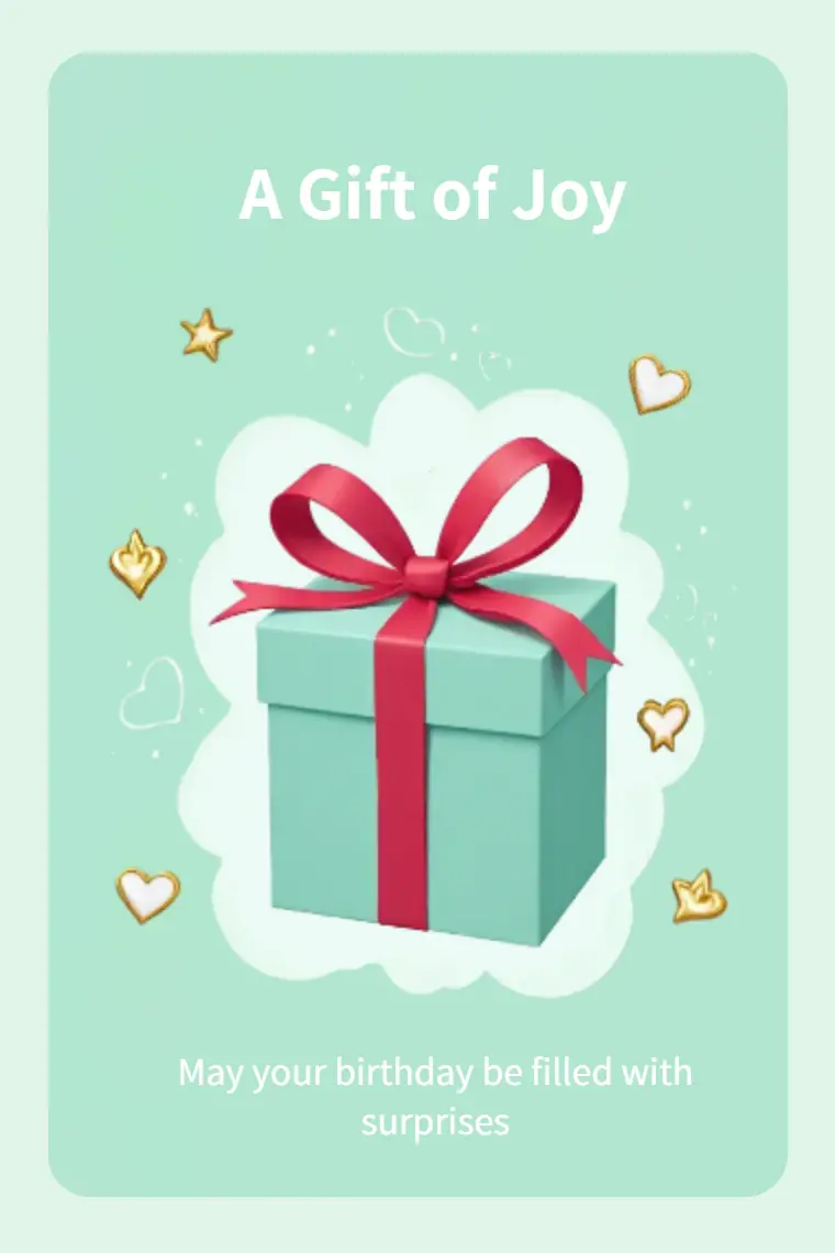 Mint Green Gift Box Birthday Card - animated card template cover