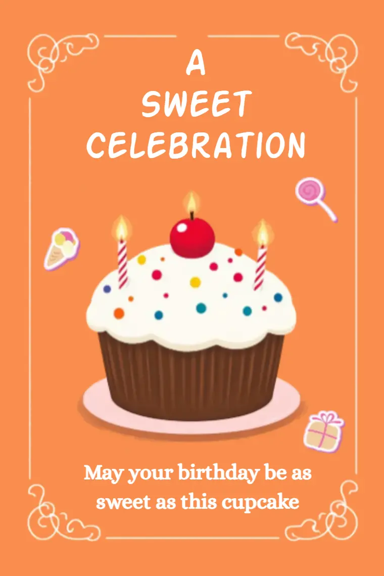 Cherry Cupcake Birthday Card - animated card template cover