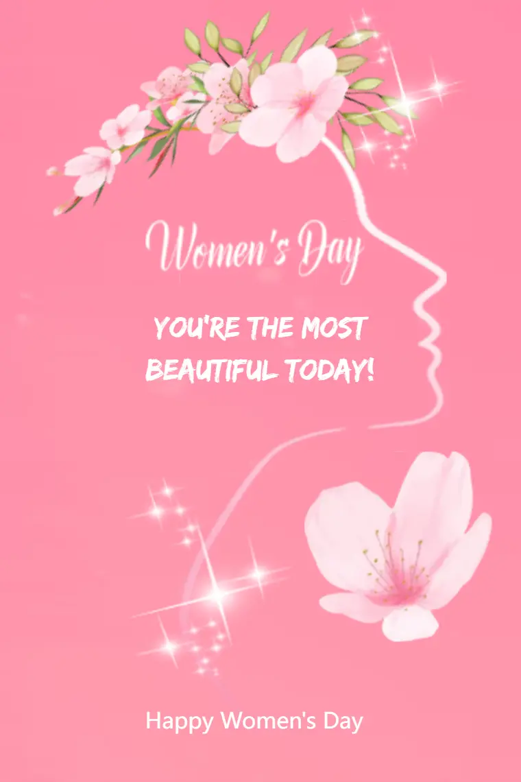 Women's Day Pink Greeting Card - animated card template
