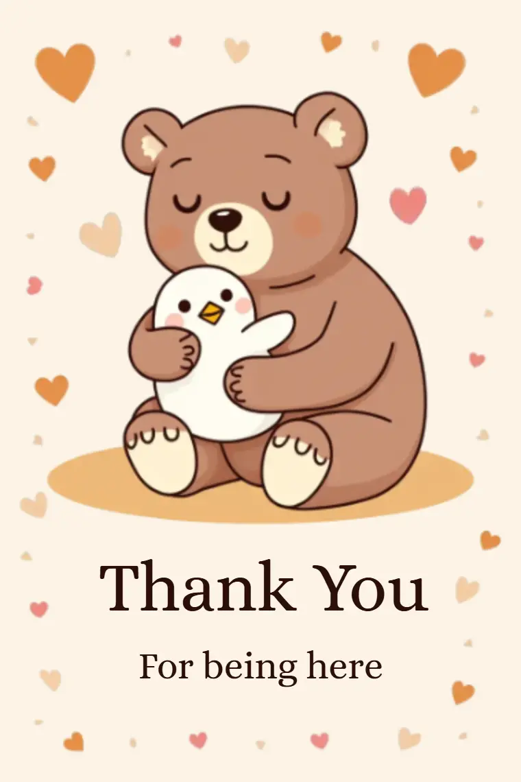 The Hug Of The Cartoon Bear Thank You Card - animated card template cover