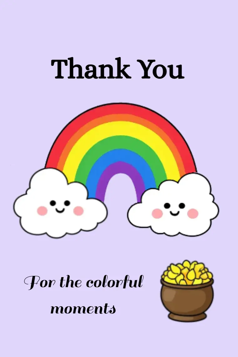 Cartoon Gold And Rainbows Thank You Card - animated card template cover