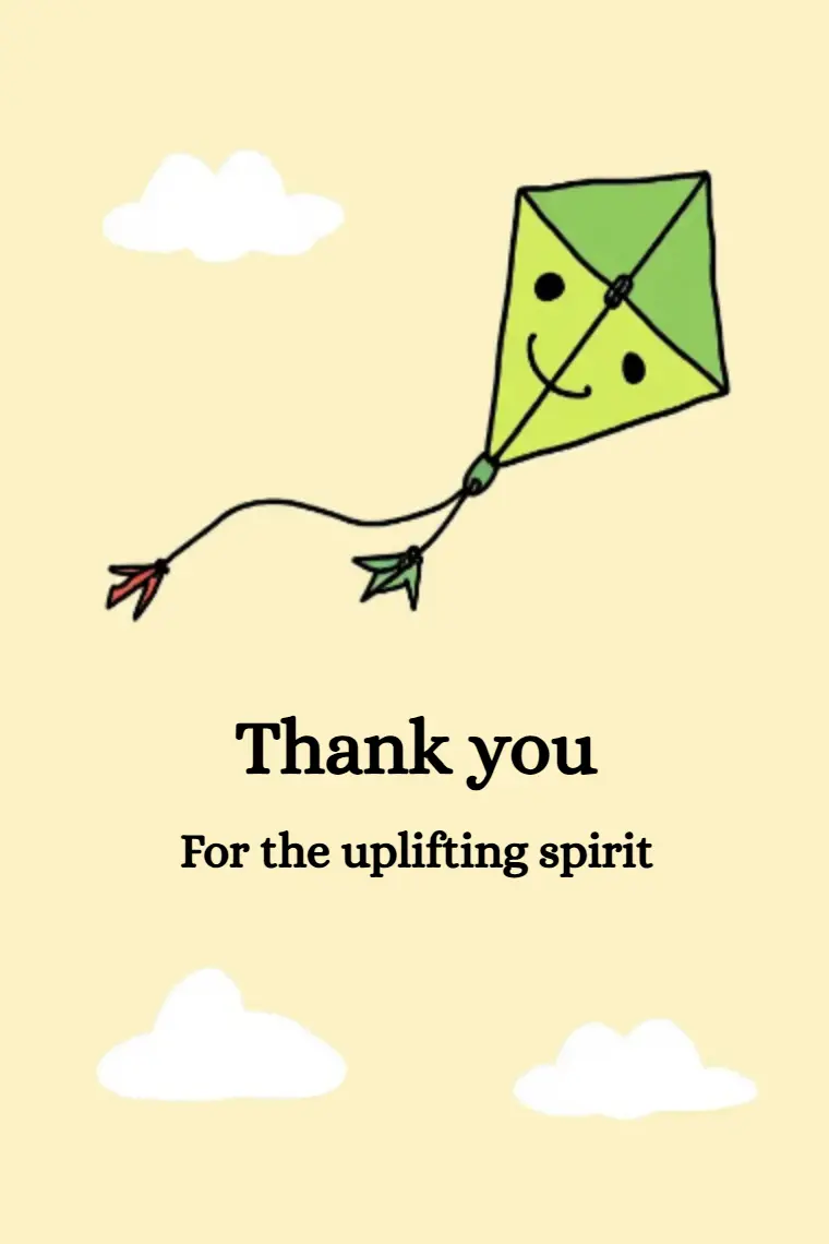 A Flying Cartoon Kite Thank You Card - animated card template cover